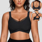 Soutien-gorge push-up sans armatures pour femmes, col en V croisé, en maille, sans coutures