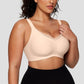 Soutien-gorge push-up sans armatures pour femmes, col en V croisé, en maille, sans coutures