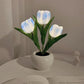 📢📢50 % de réduction !! ⏰ Lampe de Table LED Tulipe – Fleur Artificielle Réaliste + Veilleuse Chaleureuse, Décoration Romantique pour Chambre, Mariage & Cadeau 💐✨