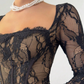 🎁Nouveauté 50 % DE RÉDUCTION💥Robe longue moulante à manches longues et superposition de dentelle pour femme