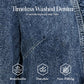 Veste en jean à boutons pour femme, avec volants et ouverture sur le devant