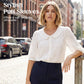 💎 61% DE RÉDUCTION – TEMPS LIMITÉ ! 💎 Chemise à Col Rétro avec Broderie Florale – Polyester Léger, Manches Mi-Longues & Coupe Féminine  blouse🌸