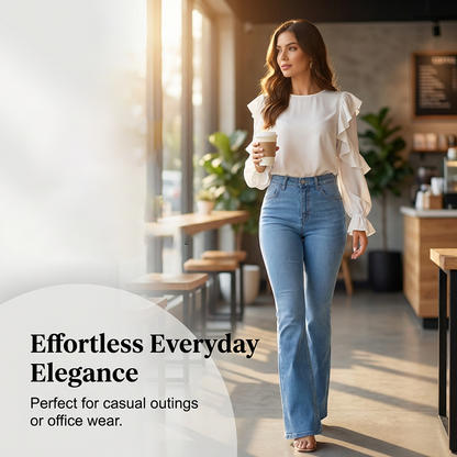 👖 51 % DE RÉDUCTION ! 💙 Jean stretch taille haute évasé pour femme – Coupe confortable, style rétro et tissu extensible 🌸