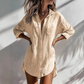 Chemise mi-longue à coupe ample et boutonnée pour femme