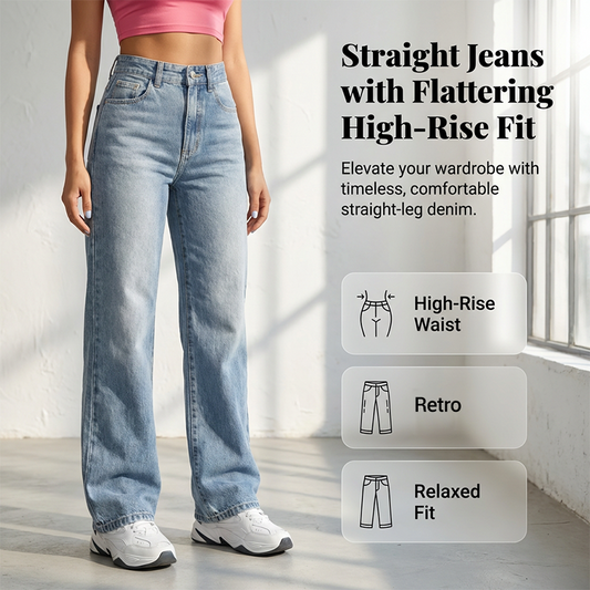 Jean pour femme à taille haute et coupe droite