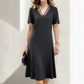 Robe Élégante Femme avec Col V en Tulle