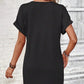 Robes pour femmes à col en V, manches roulées et boutons, unies