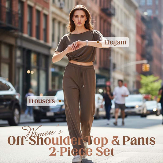 Ensemble 2 pièces pour femme : haut à épaules dénudées et pantalon