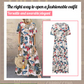 Jupe longue ample imprimée rétro pour femme, style décontracté, col rond
