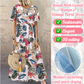 Jupe longue ample imprimée rétro pour femme, style décontracté, col rond