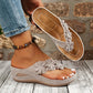 Sandales à lanières et talons compensés à motif floral pour femme
