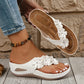 Sandales à lanières et talons compensés à motif floral pour femme