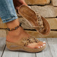 Sandales à lanières et talons compensés à motif floral pour femme