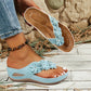 Sandales à lanières et talons compensés à motif floral pour femme
