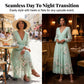 Robe plissée à manches longues et col en V, imprimé floral