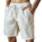 (S-3XL) 🌿 Short homme en coton et lin uni, cordon de serrage élastique