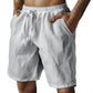 (S-3XL) 🌿 Short homme en coton et lin uni, cordon de serrage élastique