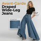 💞 PLUS DE 50.000 VENDUS-Jean taille haute à jambes larges – Look avant-gardiste au tombé spectaculaire !