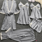 Ensemble 5 pièces de pyjama sexy en soie glacée de luxe