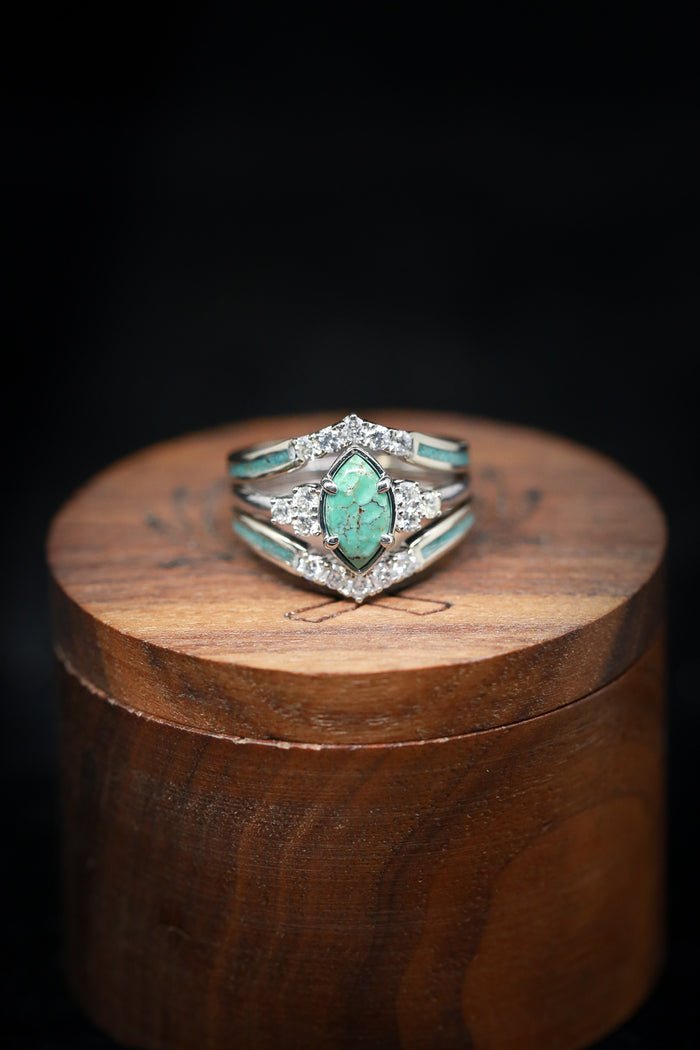 ?Bague en argent avec diamant turquoise naturelle-2