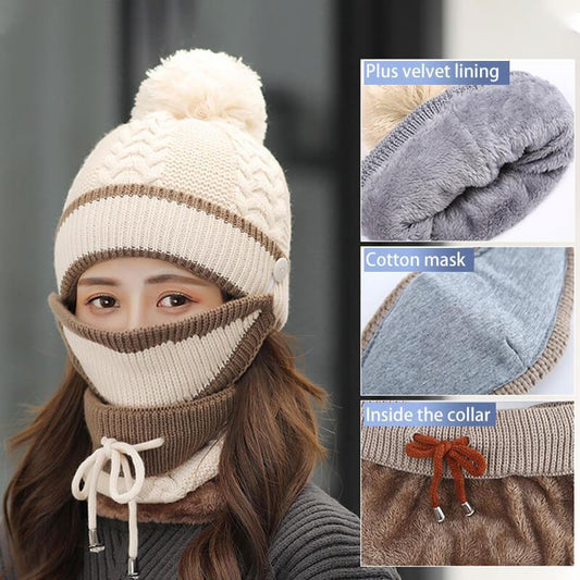 🎄Offre de Noël - 49% de réduction 🔥Ensemble hiver (bonnet, masque en coton, écharpe)