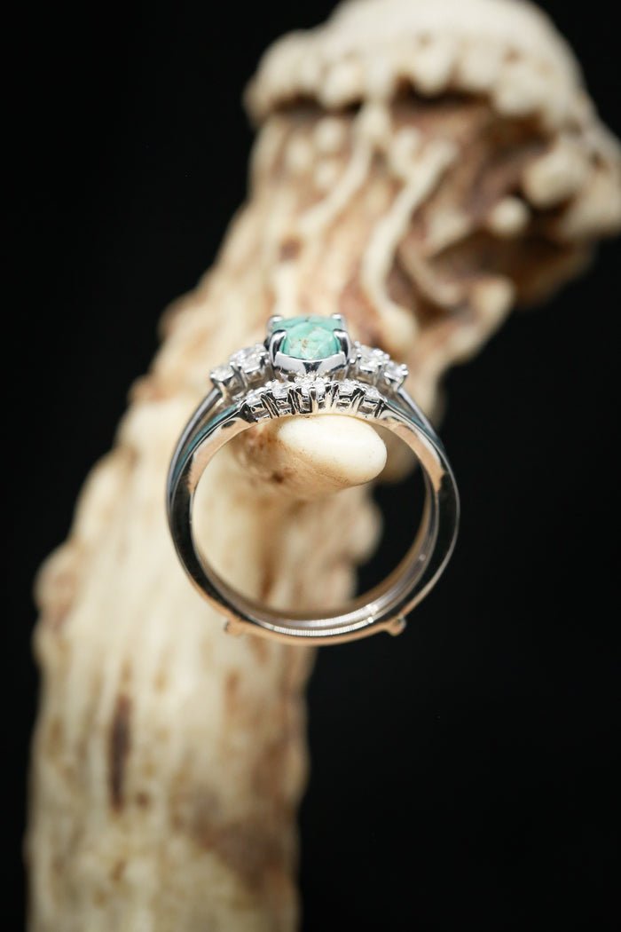 ?Bague en argent avec diamant turquoise naturelle-5