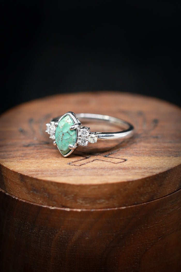 ?Bague en argent avec diamant turquoise naturelle-6